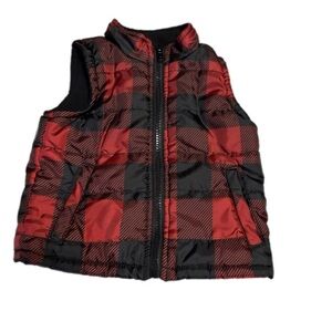 Baby Red & Black Buffalo Plaid Puffer Vest (12M)